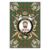 Clan Menzies Green Ancient Tartan Crest Black Garden Flag  - Gold Thistle  TY95 Clan Menzies Tartan Today